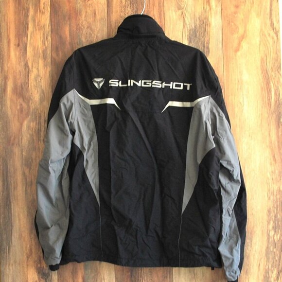 Weather Resistant Rain Coat with 3M Reflective Panels and Slingshot Logo Black - Picture 3 of 5